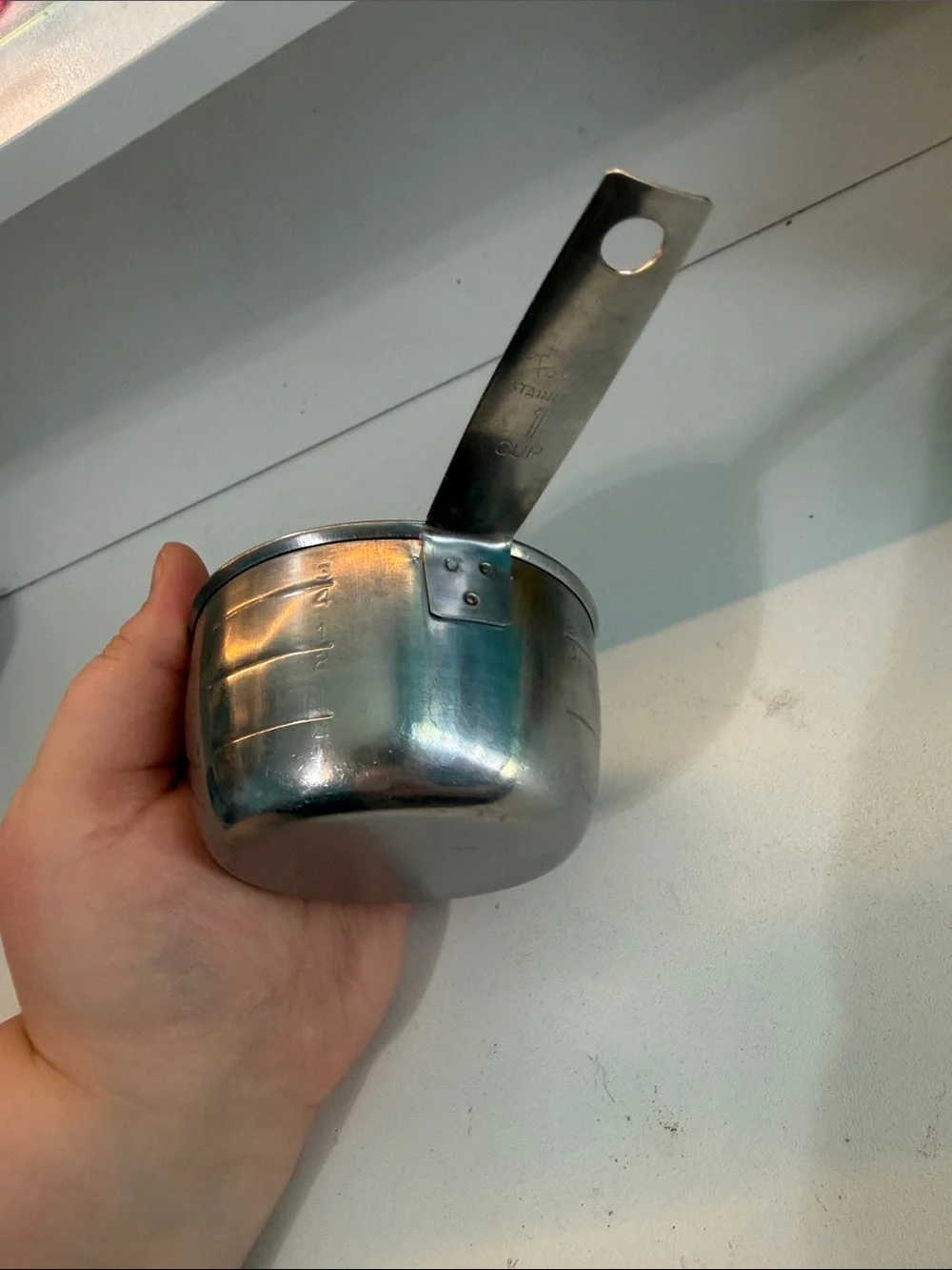 Stainless Steel Measuring Cup with Handle - Silver